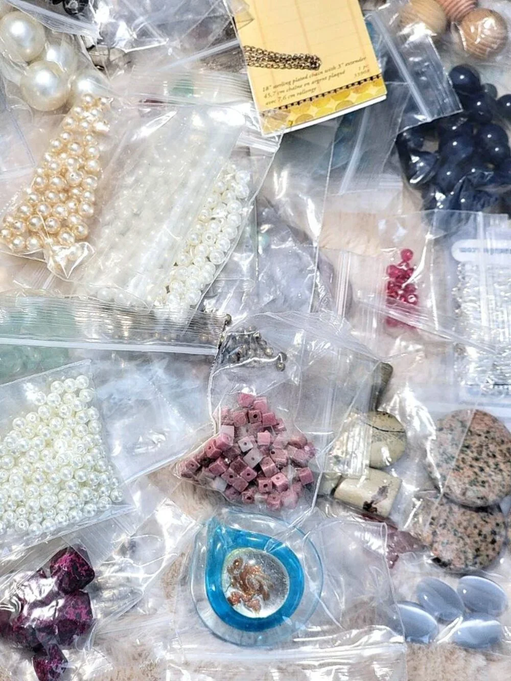 HUGE 4.5lb Destash Lot Jewelry Making Beads Findings Cabachons Various Mats #K